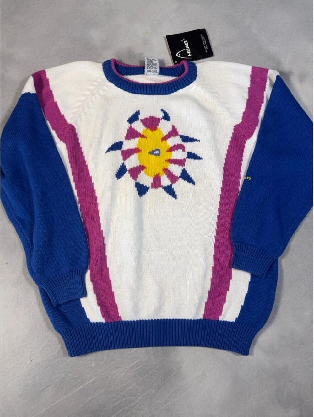 Vintage HEAD 80s 90s Colorblock Cotton Ski Sweater Small New With Tags
